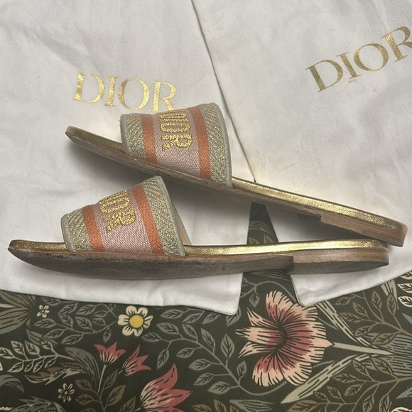 Dior Gold and Pink Women's Sandals - Picture 4 of 9